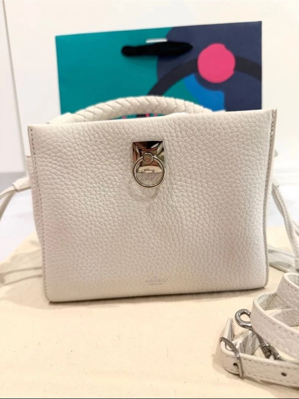 Mulberry Cream Leather Braided-Handle Satchel - Picture 4 of 16